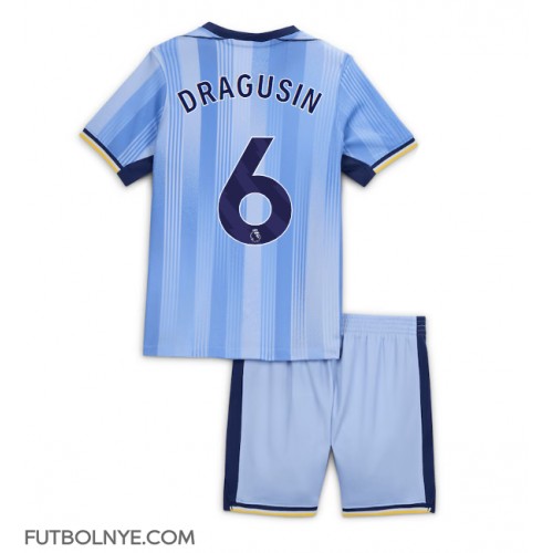 Camiseta Tottenham Hotspur Radu Dragusin #6 Visitante Equipación para niños 2024-25 manga corta (+ pantalones cortos)